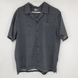 NWT VRST Men's Performance Resort Shirt Pure Black Print Short Sleeve Large